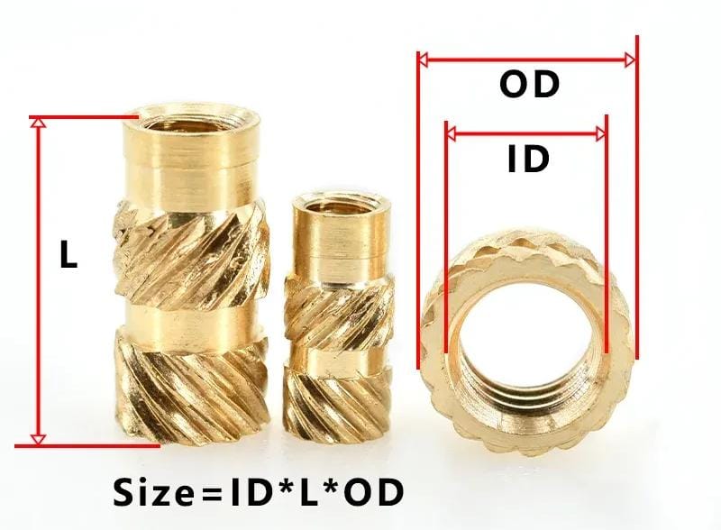 Cube Knurled Brass Insert Nuts (Pack of 10)