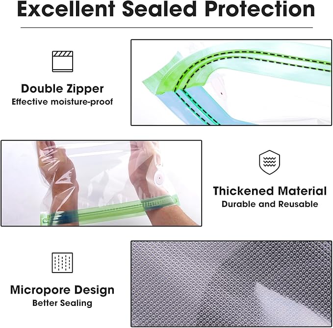 Double zipper seal and thickened micropore bag material