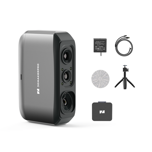What's in the box: Moose Lite Premium — scanner, charger, cable, turntable, tripod, carry bag