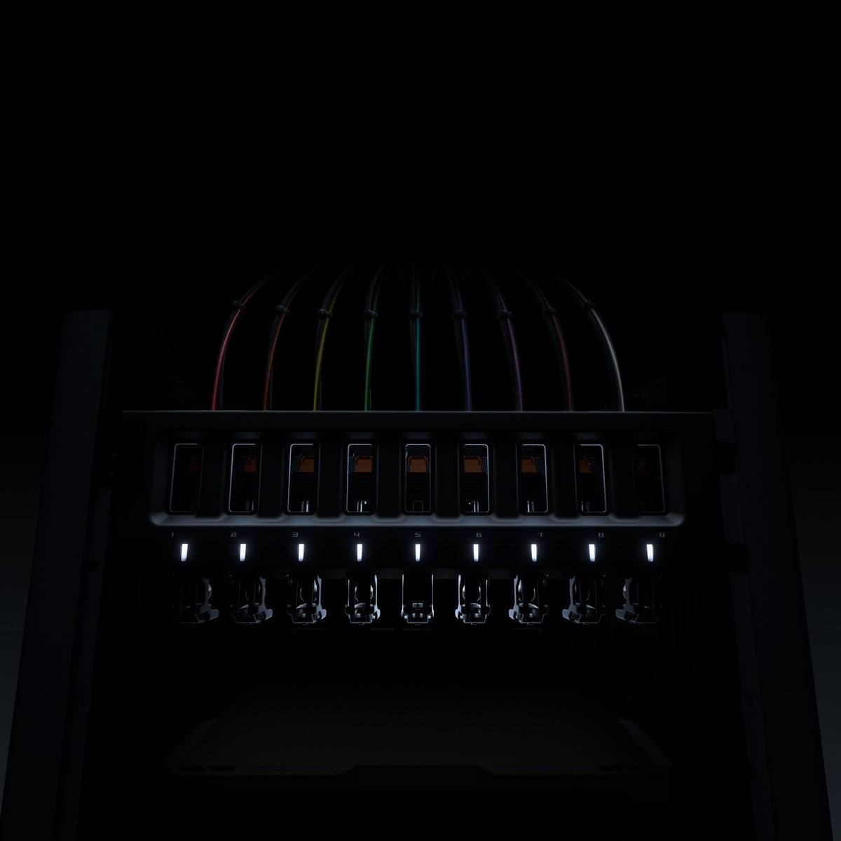 Bambu Lab H3C tool changer teaser showing nine tool docks