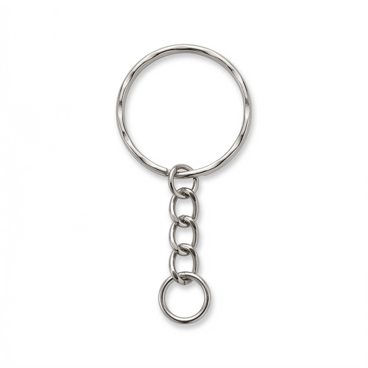Cube Keychain Rings - D25mm / L25mm / Silver (Pack of 10)