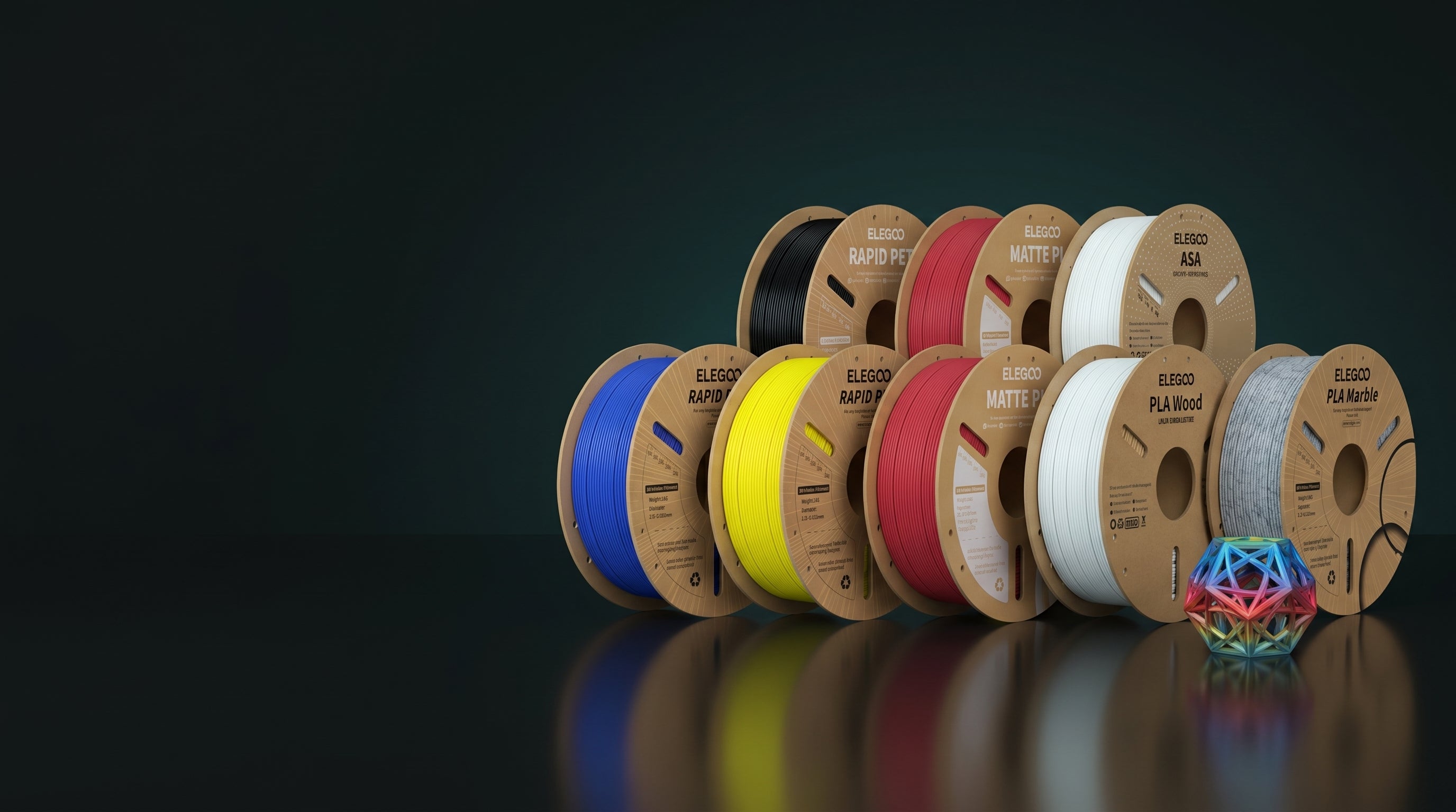 Elegoo Filament Range — PLA, PETG, ASA, Matte and more
